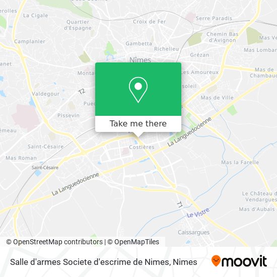 Salle d'armes Societe d'escrime de Nimes map