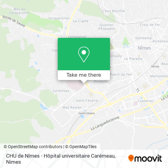 Mapa CHU de Nîmes - Hôpital universitaire Carémeau