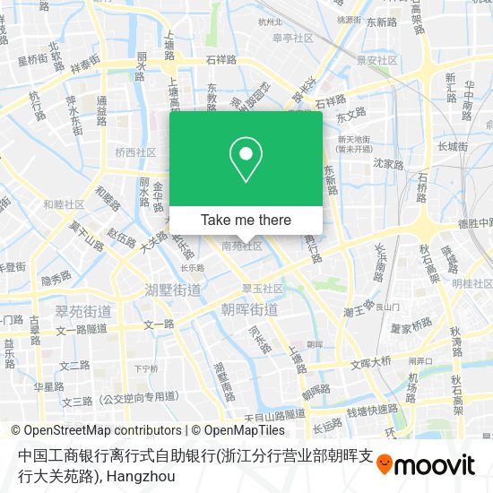 中国工商银行离行式自助银行(浙江分行营业部朝晖支行大关苑路) map
