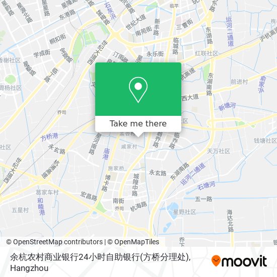 余杭农村商业银行24小时自助银行(方桥分理处) map