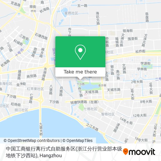 中国工商银行离行式自助服务区(浙江分行营业部本级地铁下沙西站) map