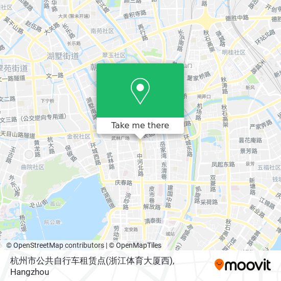 杭州市公共自行车租赁点(浙江体育大厦西) map