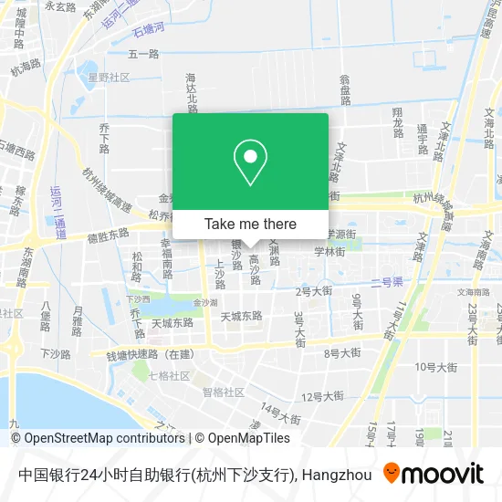中国银行24小时自助银行(杭州下沙支行) map