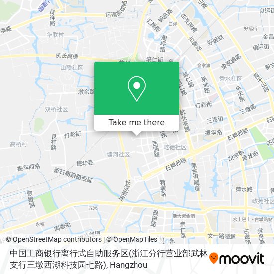 中国工商银行离行式自助服务区(浙江分行营业部武林支行三墩西湖科技园七路) map