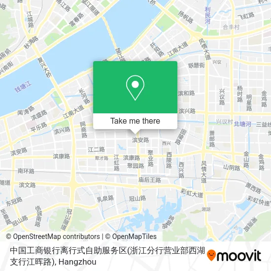 中国工商银行离行式自助服务区(浙江分行营业部西湖支行江晖路) map