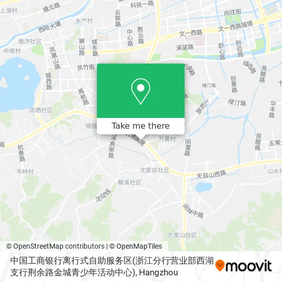 中国工商银行离行式自助服务区(浙江分行营业部西湖支行荆余路金城青少年活动中心) map