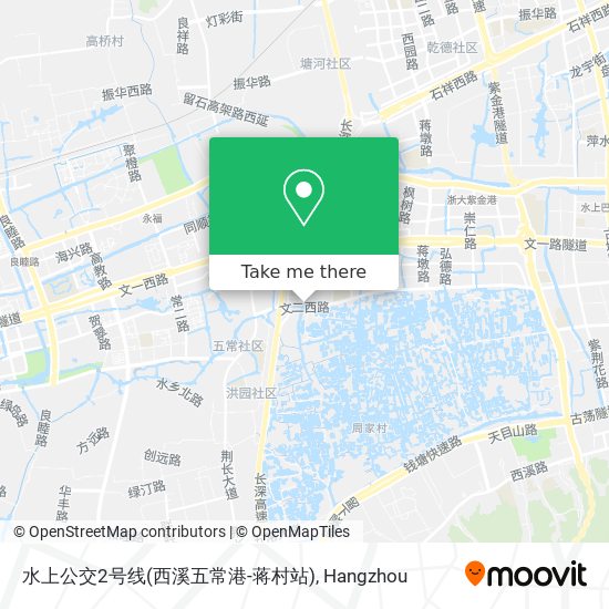 水上公交2号线(西溪五常港-蒋村站) map