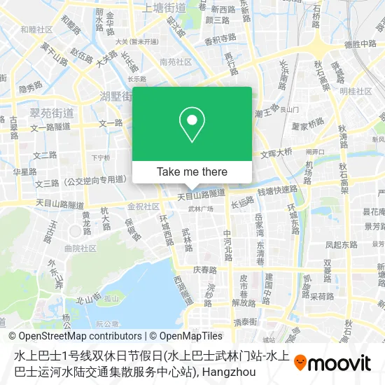 水上巴士1号线双休日节假日(水上巴士武林门站-水上巴士运河水陆交通集散服务中心站) map
