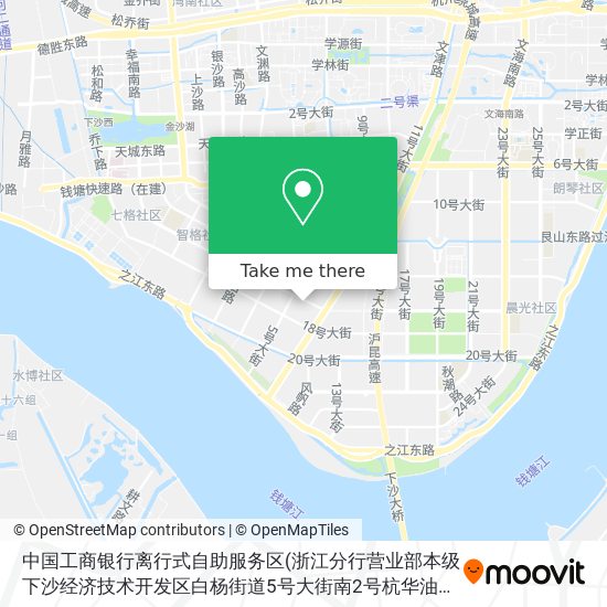中国工商银行离行式自助服务区(浙江分行营业部本级下沙经济技术开发区白杨街道5号大街南2号杭华油墨) map