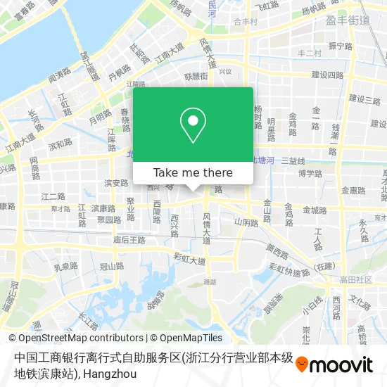 中国工商银行离行式自助服务区(浙江分行营业部本级地铁滨康站) map