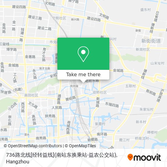 736路北线[经转益线](南站东换乘站-益农公交站) map