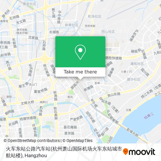 火车东站公路汽车站(杭州萧山国际机场火车东站城市航站楼) map