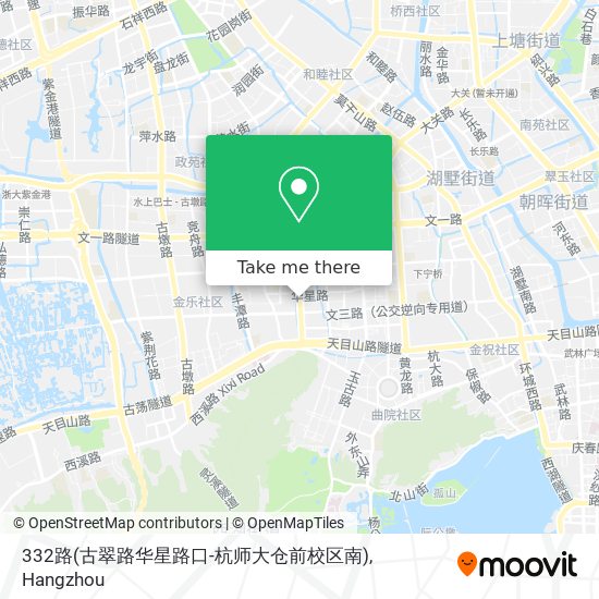 332路(古翠路华星路口-杭师大仓前校区南) map