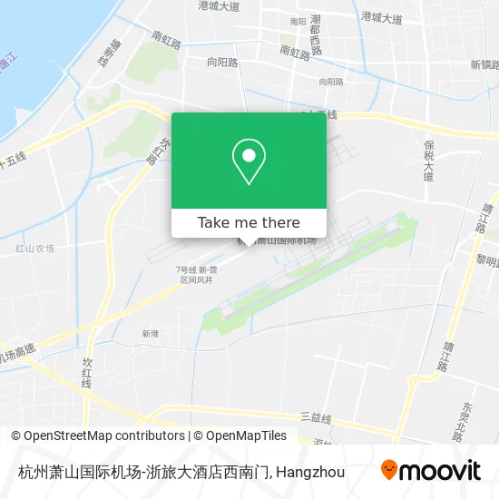 杭州萧山国际机场-浙旅大酒店西南门 map