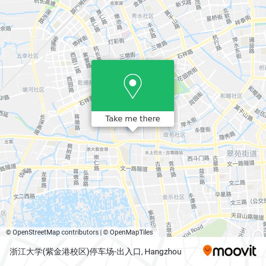 浙江大学(紫金港校区)停车场-出入口 map