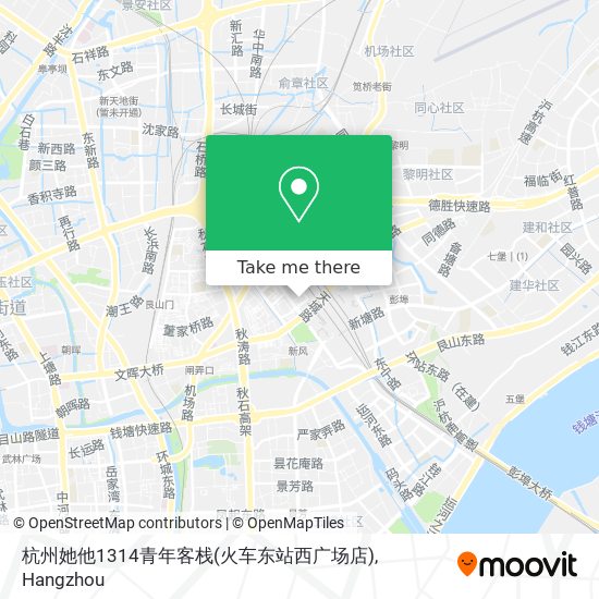 杭州她他1314青年客栈(火车东站西广场店) map