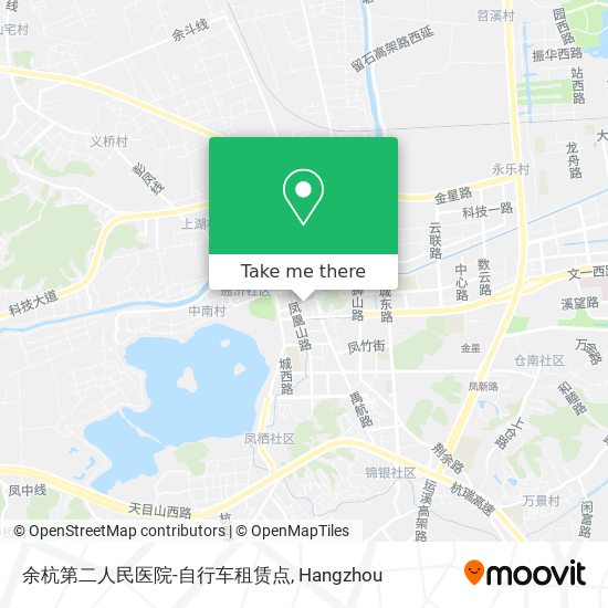 余杭第二人民医院-自行车租赁点 map