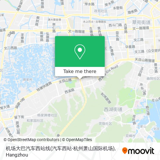 机场大巴汽车西站线(汽车西站-杭州萧山国际机场) map