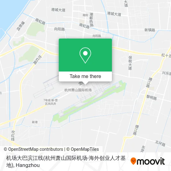 机场大巴滨江线(杭州萧山国际机场-海外创业人才基地) map