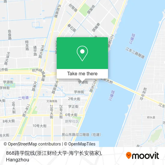 868路学院线(浙江财经大学-海宁长安骆家) map