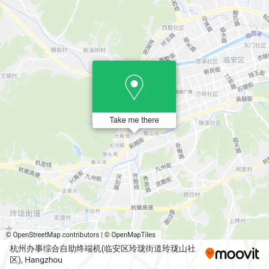 杭州办事综合自助终端机(临安区玲珑街道玲珑山社区) map