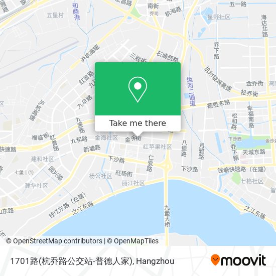 1701路(杭乔路公交站-普德人家) map
