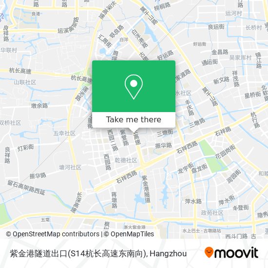 紫金港隧道出口(S14杭长高速东南向) map