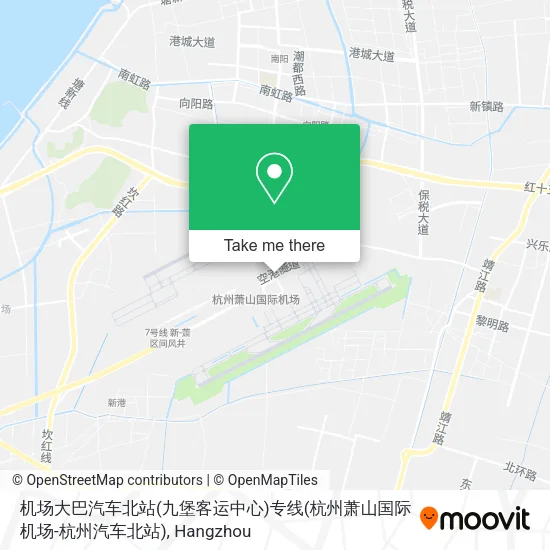 机场大巴汽车北站(九堡客运中心)专线(杭州萧山国际机场-杭州汽车北站) map
