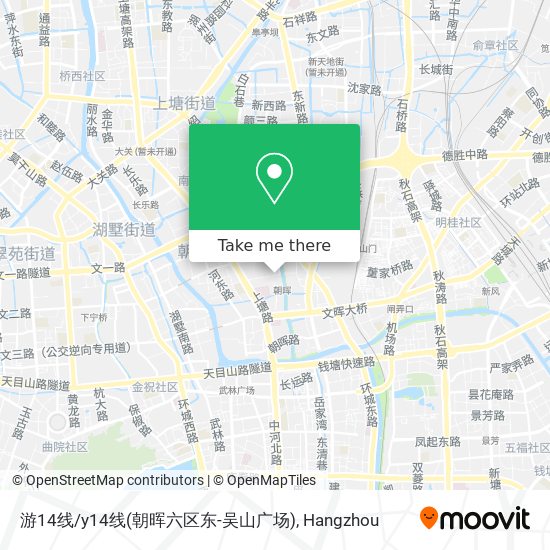 游14线/y14线(朝晖六区东-吴山广场) map