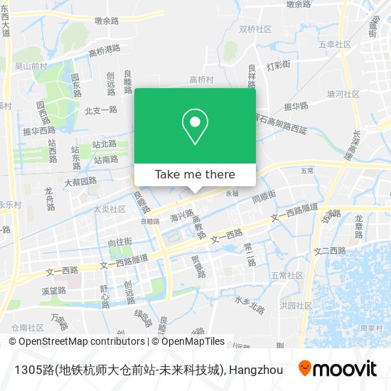 1305路(地铁杭师大仓前站-未来科技城) map
