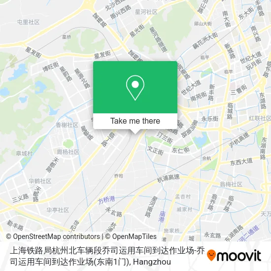 上海铁路局杭州北车辆段乔司运用车间到达作业场-乔司运用车间到达作业场(东南1门) map