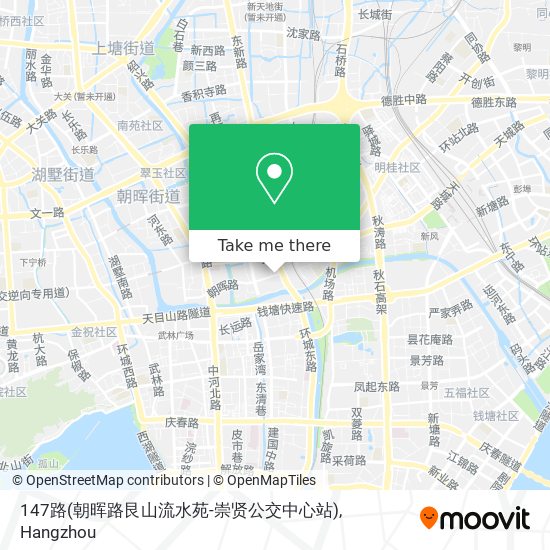 147路(朝晖路艮山流水苑-崇贤公交中心站) map