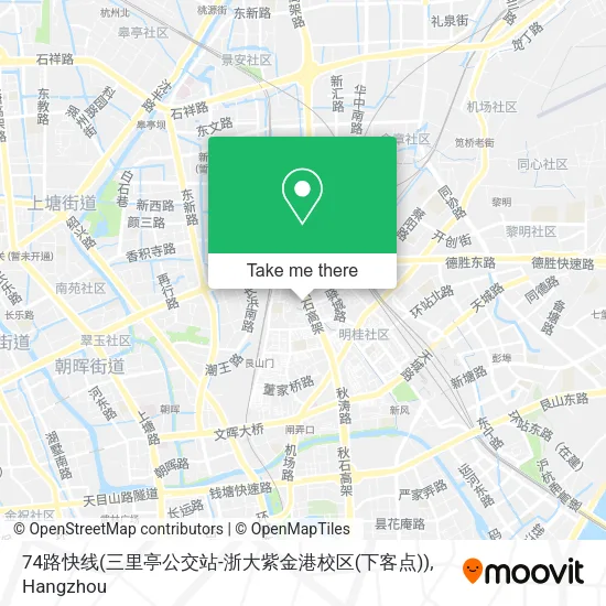 74路快线(三里亭公交站-浙大紫金港校区(下客点)) map