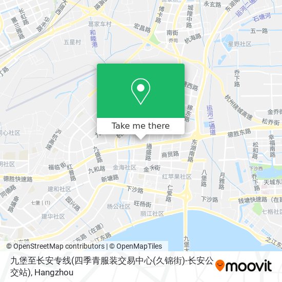 九堡至长安专线(四季青服装交易中心(久锦街)-长安公交站) map
