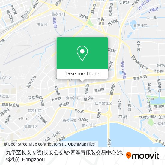 九堡至长安专线(长安公交站-四季青服装交易中心(久锦街)) map