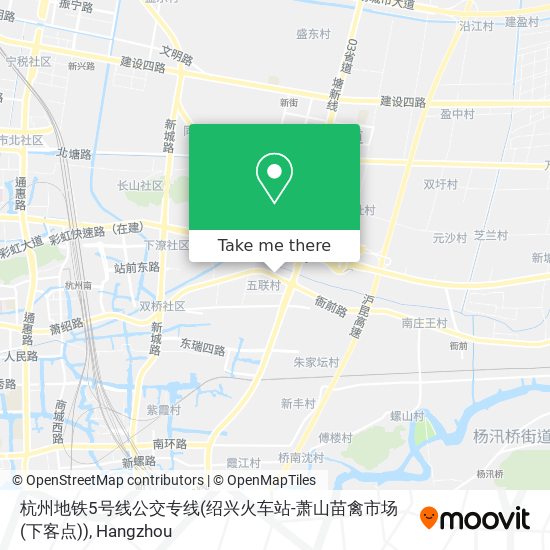 杭州地铁5号线公交专线(绍兴火车站-萧山苗禽市场(下客点)) map