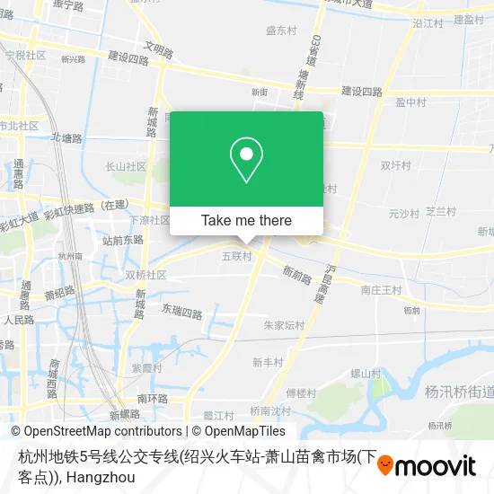 杭州地铁5号线公交专线(绍兴火车站-萧山苗禽市场(下客点)) map