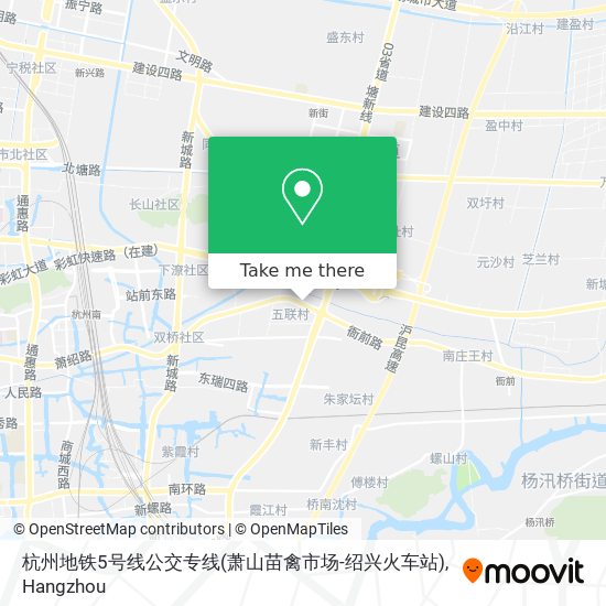 杭州地铁5号线公交专线(萧山苗禽市场-绍兴火车站) map