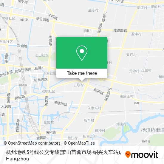 杭州地铁5号线公交专线(萧山苗禽市场-绍兴火车站) map