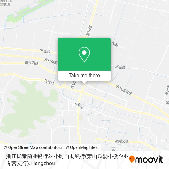 浙江民泰商业银行24小时自助银行(萧山瓜沥小微企业专营支行) map