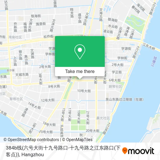 384b线(六号大街十九号路口-十九号路之江东路口(下客点)) map