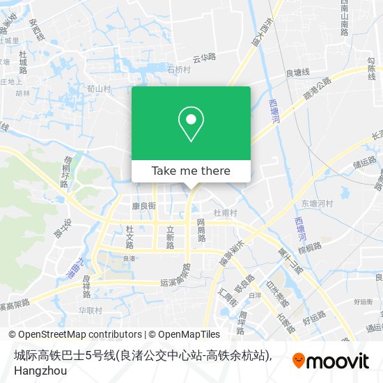 城际高铁巴士5号线(良渚公交中心站-高铁余杭站) map