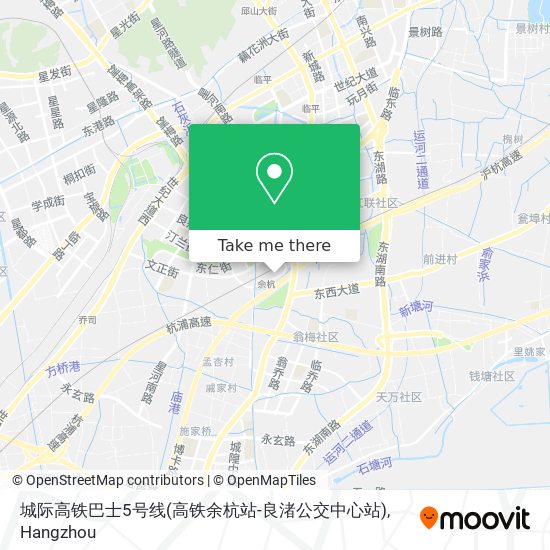 城际高铁巴士5号线(高铁余杭站-良渚公交中心站) map