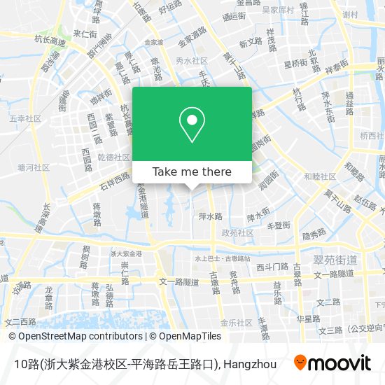 10路(浙大紫金港校区-平海路岳王路口) map