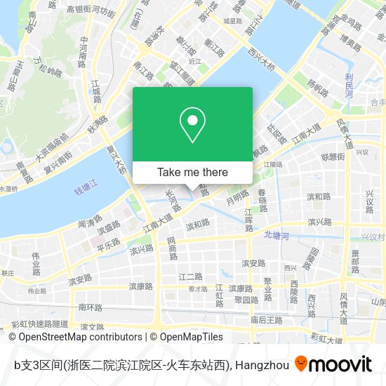 b支3区间(浙医二院滨江院区-火车东站西) map