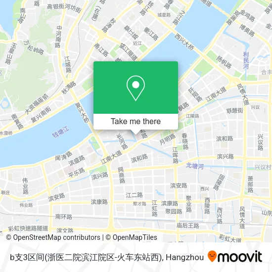 b支3区间(浙医二院滨江院区-火车东站西) map