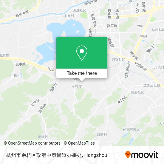 杭州市余杭区政府中泰街道办事处 map