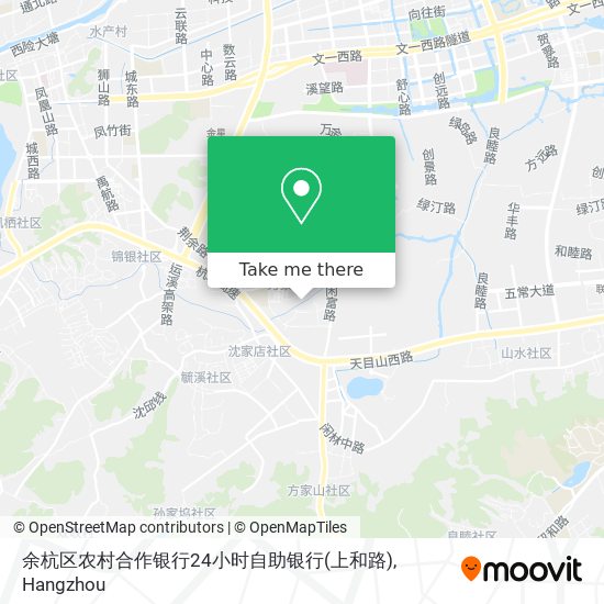 余杭区农村合作银行24小时自助银行(上和路) map