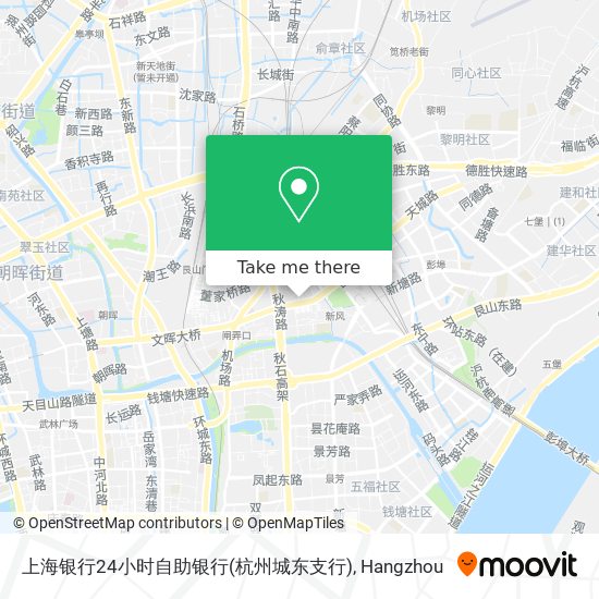 上海银行24小时自助银行(杭州城东支行) map