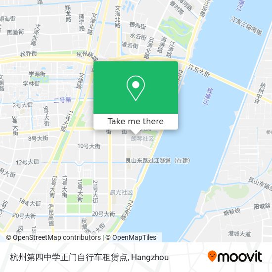杭州第四中学正门自行车租赁点 map